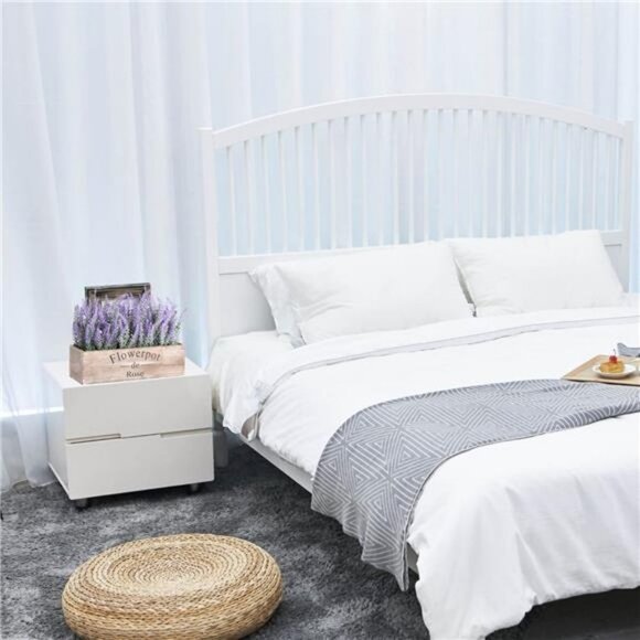 2Pcs Purple Faux Lavender Flowers with Small Wooden Box Plant Pot 5" - Picture 5 of 6